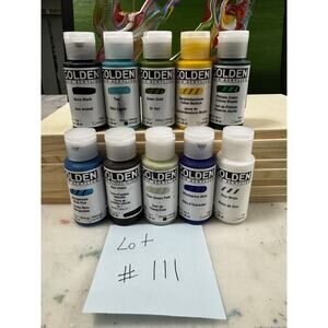 LOT OF 10 Golden Fluid Acrylics 1 fl. oz. /30 ml Sealed No Duplicates LOT111